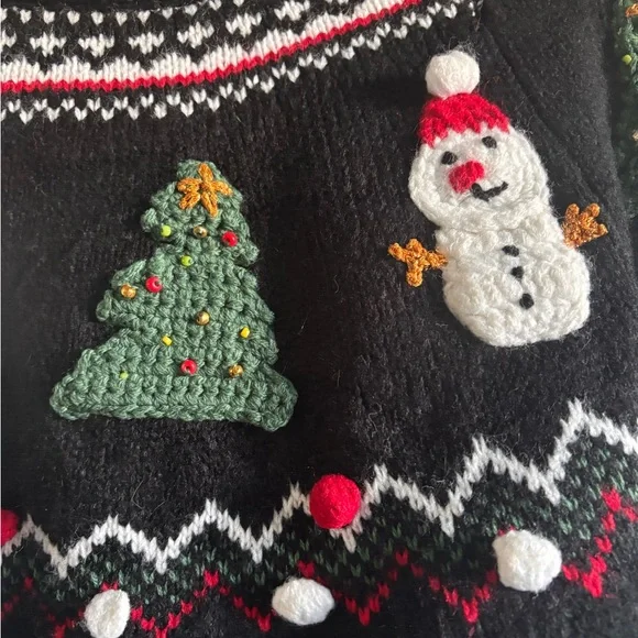 Zara Christmas Snowman Tree Knit Sweater Pullover Holiday Sweater Size Small - Picture 5 of 6